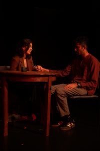 actors Misba Abbas and Abel Thayil in a play by The Actors Circle Berlin in 2025